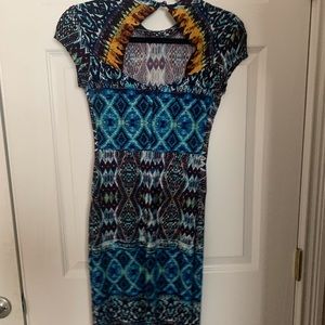 Patterned blue midi dress